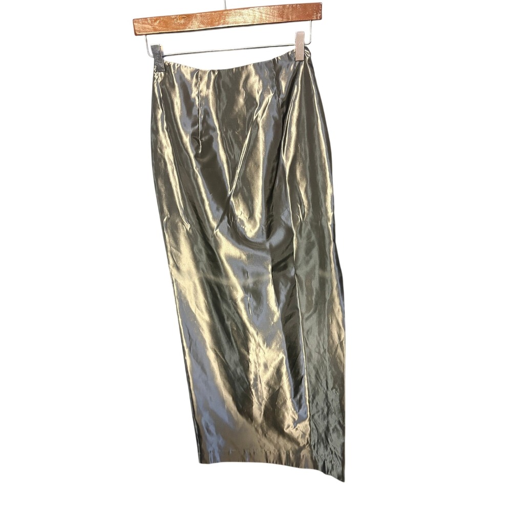 Vintage Jessica McClintock Gunne Sax Metallic Silver Maxi Skirt Pewter Size 5